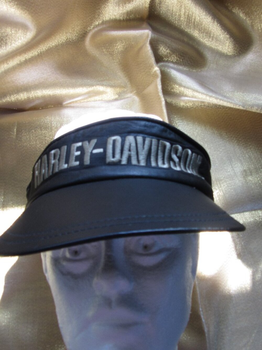 Harley Davidson Leather embroidered Visor with elastic back strap